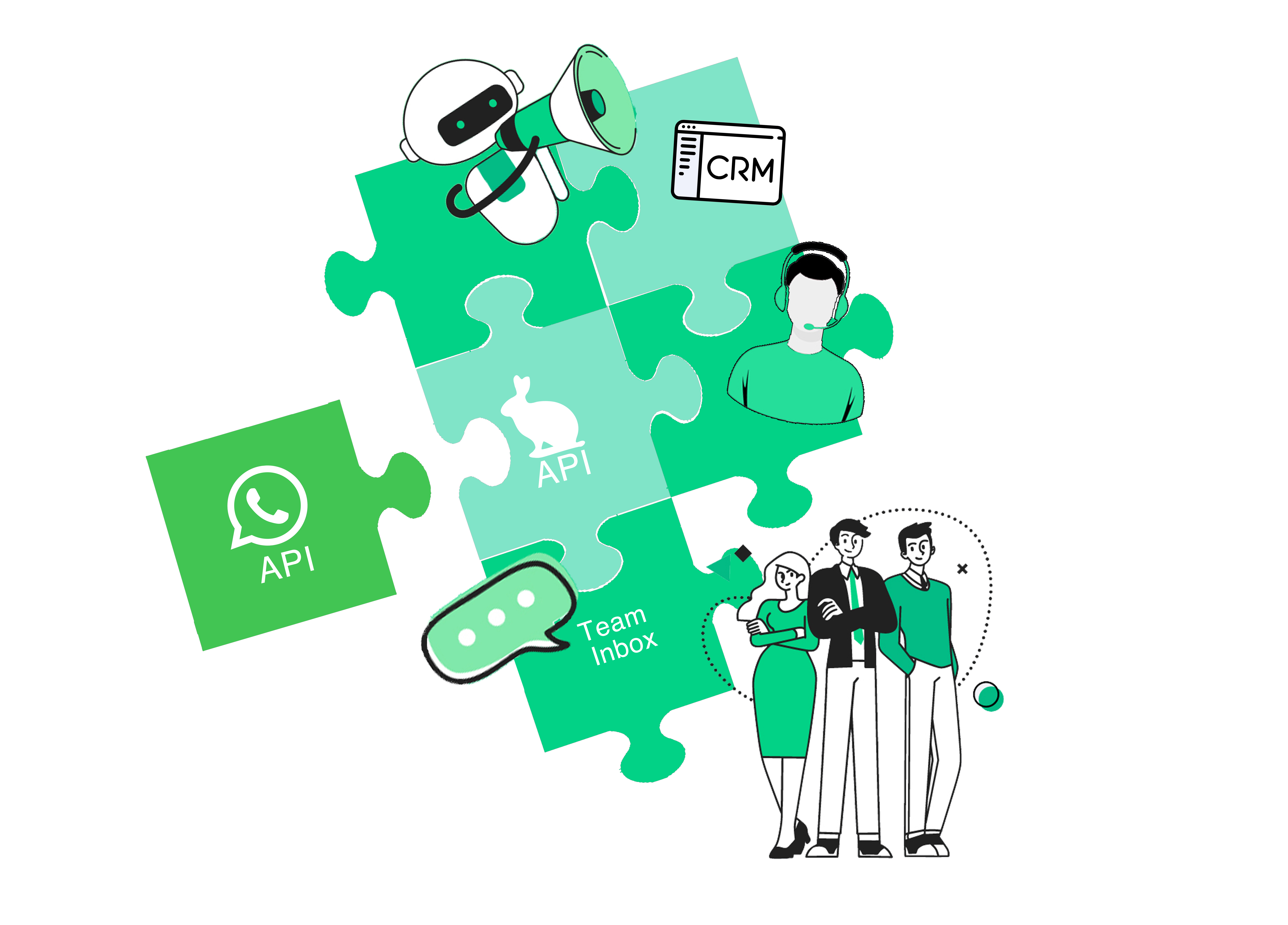 Mutual assistance abstract concept vector illustration. getchat WhatsApp Intergation API 1 getchat.360dialog.io WhatsApp Business API