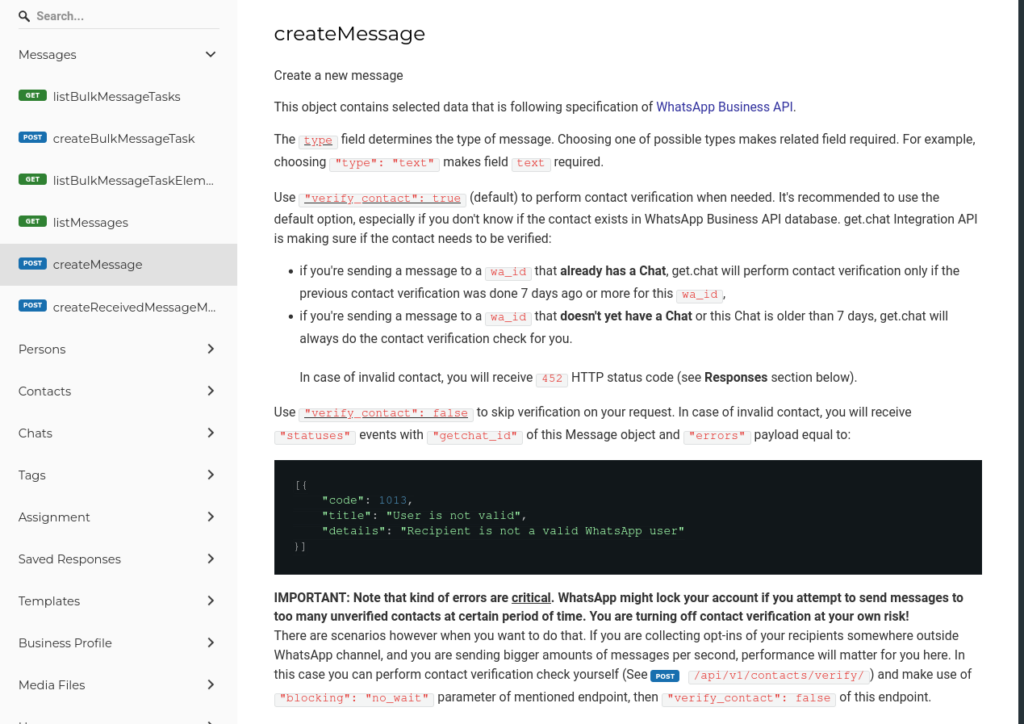 verify_contact Parameter (1) verify contact Parameter 1 getchat.360dialog.io WhatsApp Business API