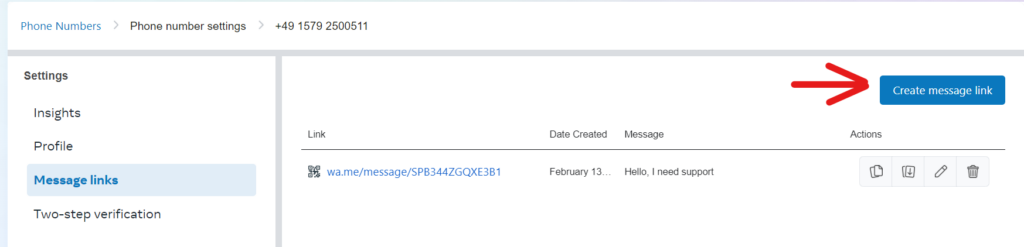 create message link create message link getchat.360dialog.io WhatsApp Business API