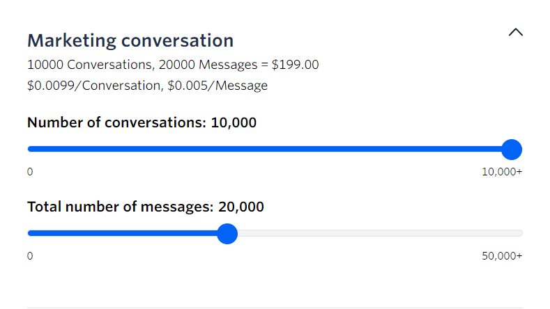 Twilio's pricing for India with 2 messages per WhatsApp marketing conversation Twilio's pricing for India with 2 messages per WhatsApp marketing conversation (June 2023)
